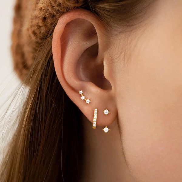 Gold Stud Earrings Set for Women, 3 Pairs Huggie Hoop Jacket Studs Earring Stacks, Hypoallergenic 925 Sterling Silver Post Dainty Birthstone Trendy Women Fashion Accessories Jewelry Gifts - Image 22