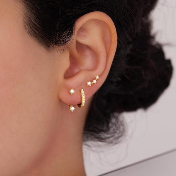 Gold Stud Earrings Set for Women, 3 Pairs Huggie Hoop Jacket Studs Earring Stacks, Hypoallergenic 925 Sterling Silver Post Dainty Birthstone Trendy Women Fashion Accessories Jewelry Gifts - Image 23
