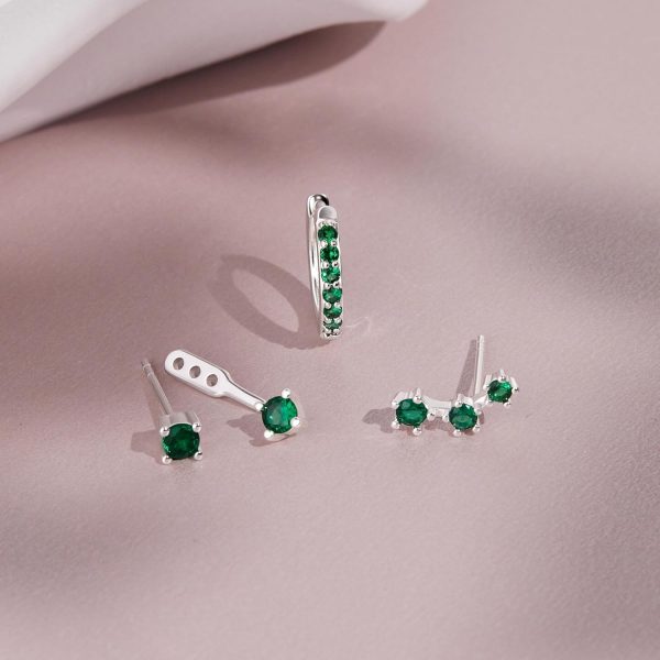Gold Stud Earrings Set for Women, 3 Pairs Huggie Hoop Jacket Studs Earring Stacks, Hypoallergenic 925 Sterling Silver Post Dainty Birthstone Trendy Women Fashion Accessories Jewelry Gifts - Image 35