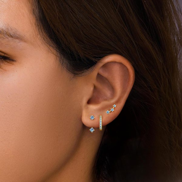 Gold Stud Earrings Set for Women, 3 Pairs Huggie Hoop Jacket Studs Earring Stacks, Hypoallergenic 925 Sterling Silver Post Dainty Birthstone Trendy Women Fashion Accessories Jewelry Gifts - Image 43