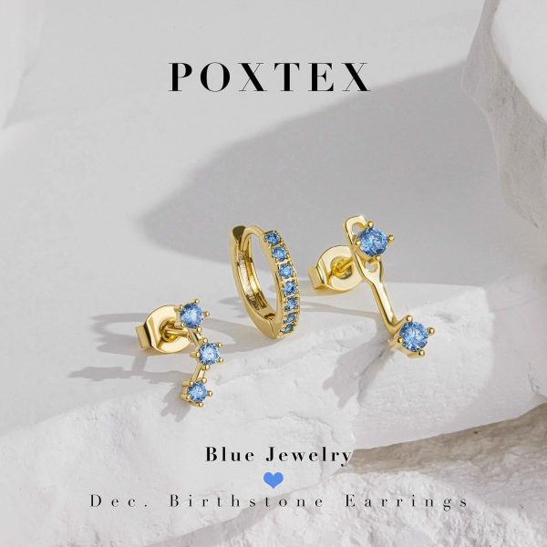 Gold Stud Earrings Set for Women, 3 Pairs Huggie Hoop Jacket Studs Earring Stacks, Hypoallergenic 925 Sterling Silver Post Dainty Birthstone Trendy Women Fashion Accessories Jewelry Gifts - Image 44