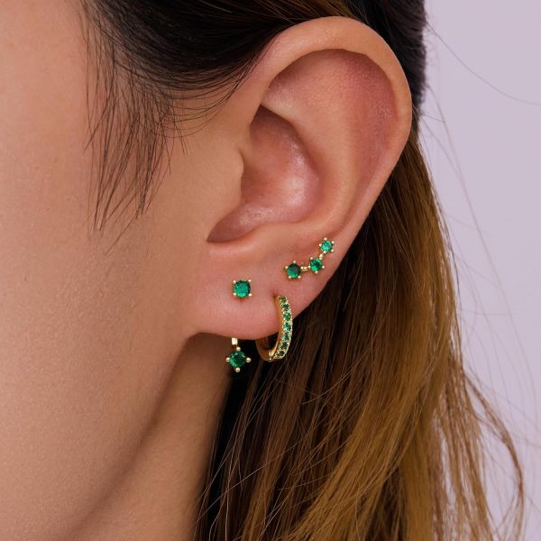 Gold Stud Earrings Set for Women, 3 Pairs Huggie Hoop Jacket Studs Earring Stacks, Hypoallergenic 925 Sterling Silver Post Dainty Birthstone Trendy Women Fashion Accessories Jewelry Gifts - Image 48