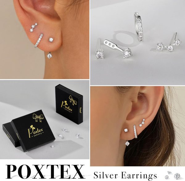 Gold Stud Earrings Set for Women, 3 Pairs Huggie Hoop Jacket Studs Earring Stacks, Hypoallergenic 925 Sterling Silver Post Dainty Birthstone Trendy Women Fashion Accessories Jewelry Gifts - Image 58