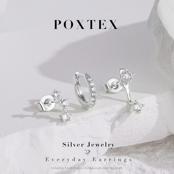 Gold Stud Earrings Set for Women, 3 Pairs Huggie Hoop Jacket Studs Earring Stacks, Hypoallergenic 925 Sterling Silver Post Dainty Birthstone Trendy Women Fashion Accessories Jewelry Gifts - Image 61