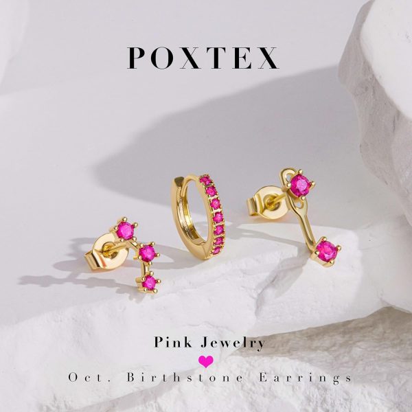 Gold Stud Earrings Set for Women, 3 Pairs Huggie Hoop Jacket Studs Earring Stacks, Hypoallergenic 925 Sterling Silver Post Dainty Birthstone Trendy Women Fashion Accessories Jewelry Gifts - Image 64
