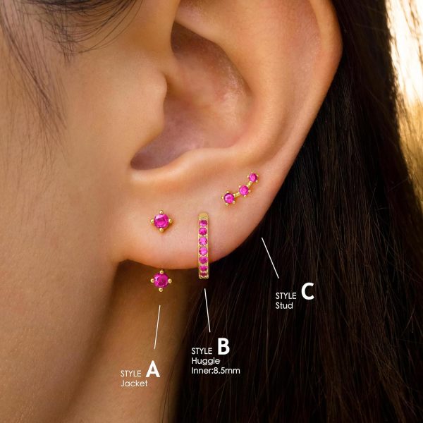 Gold Stud Earrings Set for Women, 3 Pairs Huggie Hoop Jacket Studs Earring Stacks, Hypoallergenic 925 Sterling Silver Post Dainty Birthstone Trendy Women Fashion Accessories Jewelry Gifts - Image 66