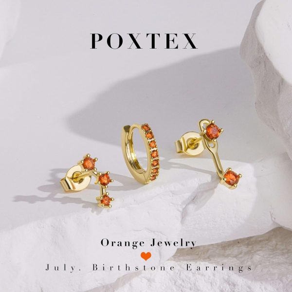 Gold Stud Earrings Set for Women, 3 Pairs Huggie Hoop Jacket Studs Earring Stacks, Hypoallergenic 925 Sterling Silver Post Dainty Birthstone Trendy Women Fashion Accessories Jewelry Gifts - Image 84