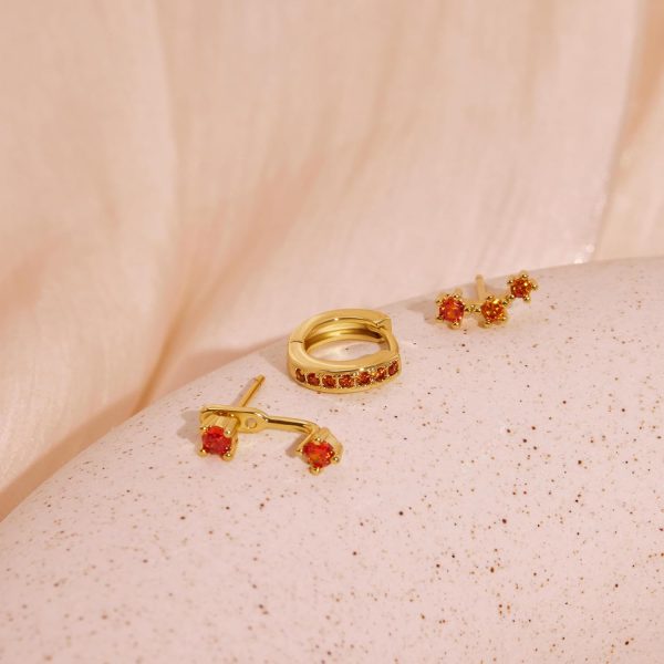 Gold Stud Earrings Set for Women, 3 Pairs Huggie Hoop Jacket Studs Earring Stacks, Hypoallergenic 925 Sterling Silver Post Dainty Birthstone Trendy Women Fashion Accessories Jewelry Gifts - Image 85