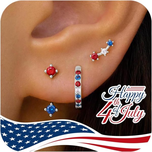 Gold Stud Earrings Set for Women, 3 Pairs Huggie Hoop Jacket Studs Earring Stacks, Hypoallergenic 925 Sterling Silver Post Dainty Birthstone Trendy Women Fashion Accessories Jewelry Gifts - Image 92