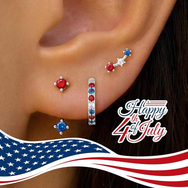 Gold Stud Earrings Set for Women, 3 Pairs Huggie Hoop Jacket Studs Earring Stacks, Hypoallergenic 925 Sterling Silver Post Dainty Birthstone Trendy Women Fashion Accessories Jewelry Gifts - Image 96