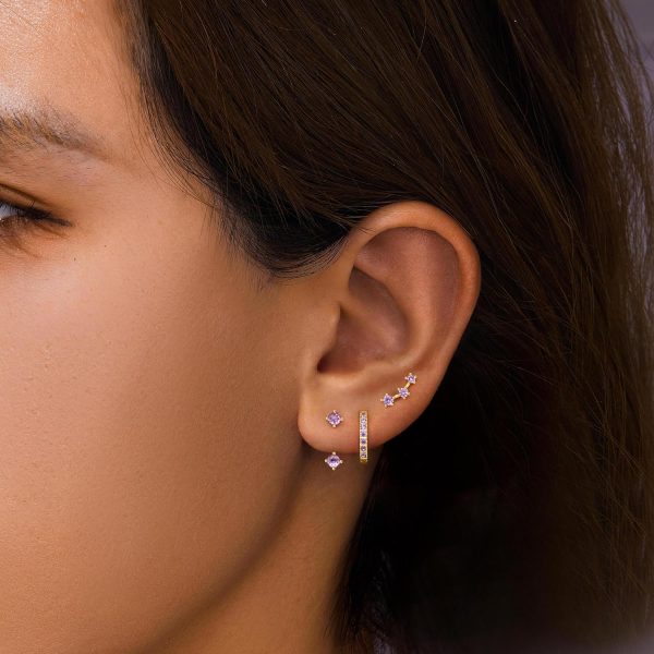 Gold Stud Earrings Set for Women, 3 Pairs Huggie Hoop Jacket Studs Earring Stacks, Hypoallergenic 925 Sterling Silver Post Dainty Birthstone Trendy Women Fashion Accessories Jewelry Gifts - Image 99