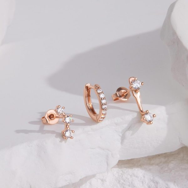 Gold Stud Earrings Set for Women, 3 Pairs Huggie Hoop Jacket Studs Earring Stacks, Hypoallergenic 925 Sterling Silver Post Dainty Birthstone Trendy Women Fashion Accessories Jewelry Gifts - Image 104