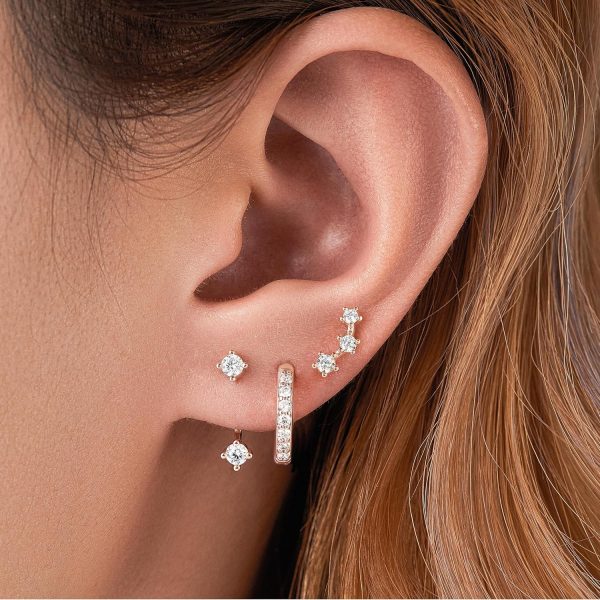 Gold Stud Earrings Set for Women, 3 Pairs Huggie Hoop Jacket Studs Earring Stacks, Hypoallergenic 925 Sterling Silver Post Dainty Birthstone Trendy Women Fashion Accessories Jewelry Gifts - Image 107