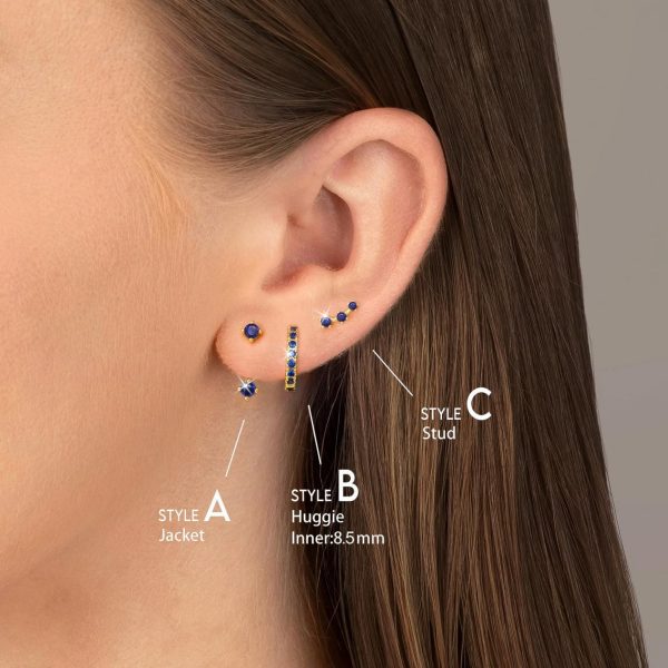 Gold Stud Earrings Set for Women, 3 Pairs Huggie Hoop Jacket Studs Earring Stacks, Hypoallergenic 925 Sterling Silver Post Dainty Birthstone Trendy Women Fashion Accessories Jewelry Gifts - Image 112