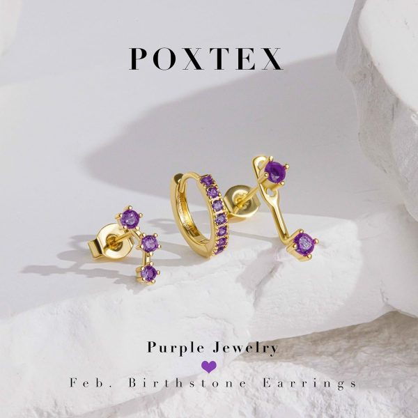 Gold Stud Earrings Set for Women, 3 Pairs Huggie Hoop Jacket Studs Earring Stacks, Hypoallergenic 925 Sterling Silver Post Dainty Birthstone Trendy Women Fashion Accessories Jewelry Gifts - Image 116