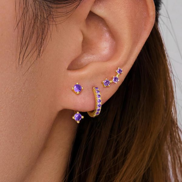 Gold Stud Earrings Set for Women, 3 Pairs Huggie Hoop Jacket Studs Earring Stacks, Hypoallergenic 925 Sterling Silver Post Dainty Birthstone Trendy Women Fashion Accessories Jewelry Gifts - Image 117