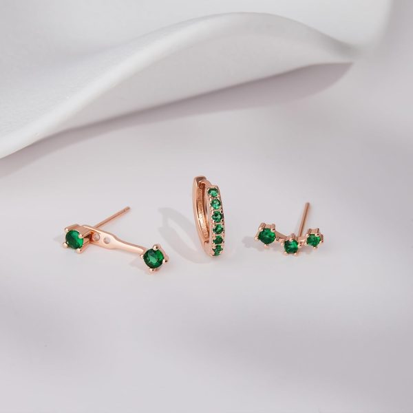 Gold Stud Earrings Set for Women, 3 Pairs Huggie Hoop Jacket Studs Earring Stacks, Hypoallergenic 925 Sterling Silver Post Dainty Birthstone Trendy Women Fashion Accessories Jewelry Gifts - Image 123