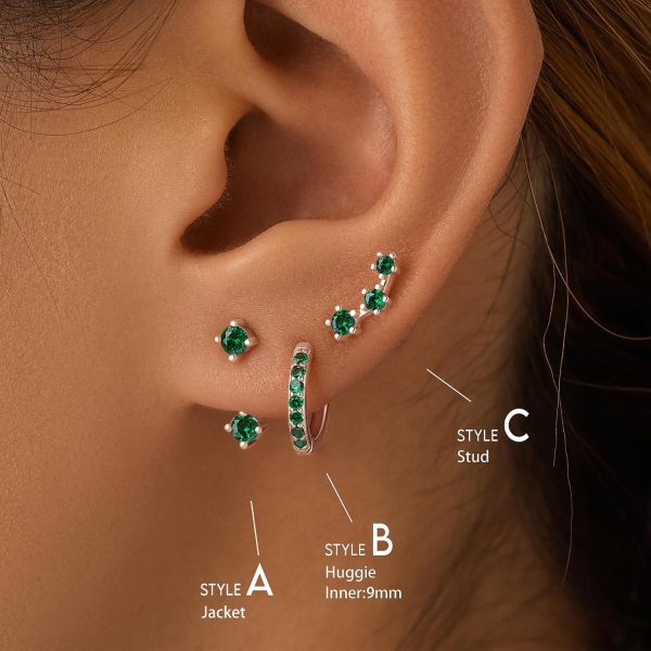 Gold Stud Earrings Set for Women, 3 Pairs Huggie Hoop Jacket Studs Earring Stacks, Hypoallergenic 925 Sterling Silver Post Dainty Birthstone Trendy Women Fashion Accessories Jewelry Gifts - Image 124