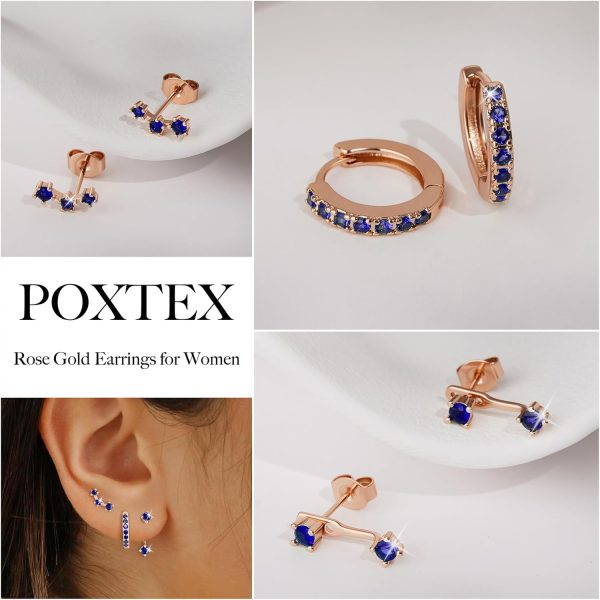 Gold Stud Earrings Set for Women, 3 Pairs Huggie Hoop Jacket Studs Earring Stacks, Hypoallergenic 925 Sterling Silver Post Dainty Birthstone Trendy Women Fashion Accessories Jewelry Gifts - Image 128
