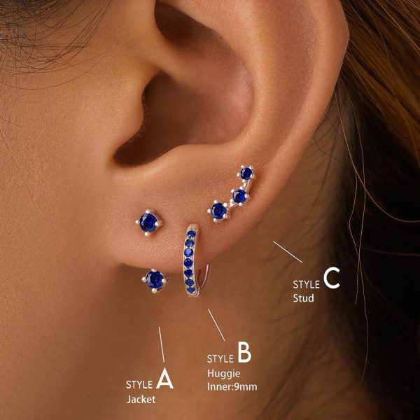 Gold Stud Earrings Set for Women, 3 Pairs Huggie Hoop Jacket Studs Earring Stacks, Hypoallergenic 925 Sterling Silver Post Dainty Birthstone Trendy Women Fashion Accessories Jewelry Gifts - Image 131
