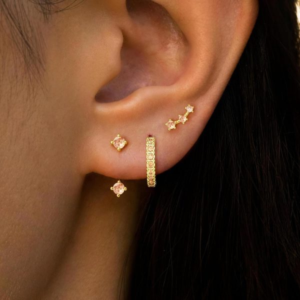 Gold Stud Earrings Set for Women, 3 Pairs Huggie Hoop Jacket Studs Earring Stacks, Hypoallergenic 925 Sterling Silver Post Dainty Birthstone Trendy Women Fashion Accessories Jewelry Gifts - Image 150