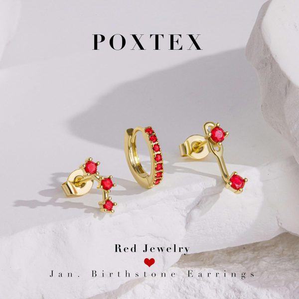 Gold Stud Earrings Set for Women, 3 Pairs Huggie Hoop Jacket Studs Earring Stacks, Hypoallergenic 925 Sterling Silver Post Dainty Birthstone Trendy Women Fashion Accessories Jewelry Gifts - Image 162