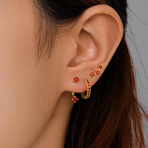 Gold Stud Earrings Set for Women, 3 Pairs Huggie Hoop Jacket Studs Earring Stacks, Hypoallergenic 925 Sterling Silver Post Dainty Birthstone Trendy Women Fashion Accessories Jewelry Gifts - Image 163