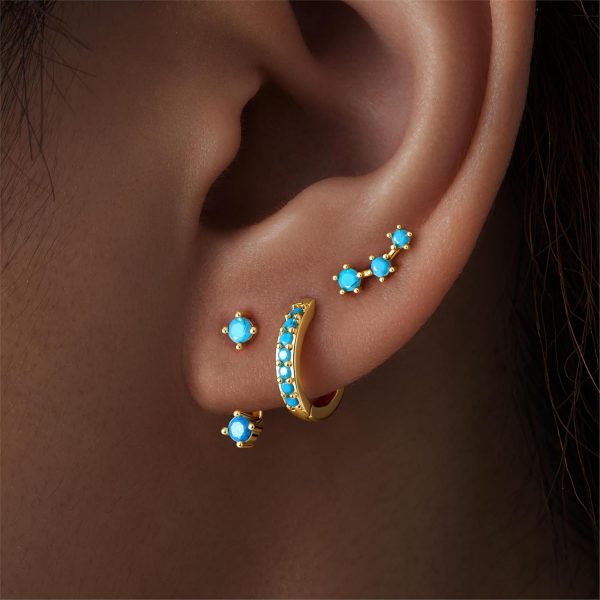 Gold Stud Earrings Set for Women, 3 Pairs Huggie Hoop Jacket Studs Earring Stacks, Hypoallergenic 925 Sterling Silver Post Dainty Birthstone Trendy Women Fashion Accessories Jewelry Gifts - Image 174