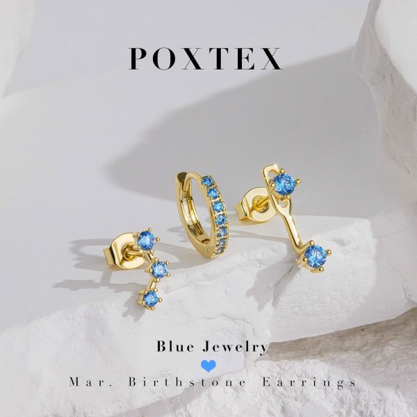 Gold Stud Earrings Set for Women, 3 Pairs Huggie Hoop Jacket Studs Earring Stacks, Hypoallergenic 925 Sterling Silver Post Dainty Birthstone Trendy Women Fashion Accessories Jewelry Gifts - Image 176
