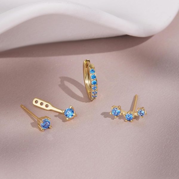 Gold Stud Earrings Set for Women, 3 Pairs Huggie Hoop Jacket Studs Earring Stacks, Hypoallergenic 925 Sterling Silver Post Dainty Birthstone Trendy Women Fashion Accessories Jewelry Gifts - Image 180