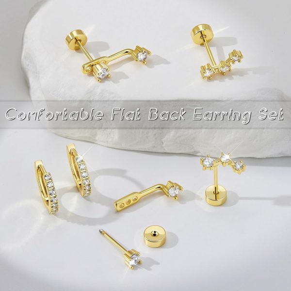 Gold Stud Earrings Set for Women, 3 Pairs Huggie Hoop Jacket Studs Earring Stacks, Hypoallergenic 925 Sterling Silver Post Dainty Birthstone Trendy Women Fashion Accessories Jewelry Gifts - Image 184