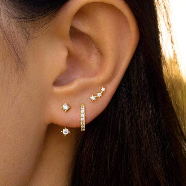 Gold Stud Earrings Set for Women, 3 Pairs Huggie Hoop Jacket Studs Earring Stacks, Hypoallergenic 925 Sterling Silver Post Dainty Birthstone Trendy Women Fashion Accessories Jewelry Gifts - Image 185