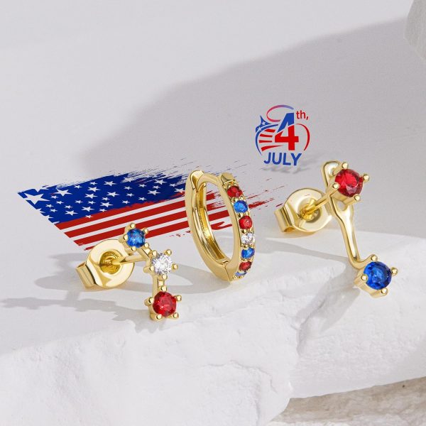 Gold Stud Earrings Set for Women, 3 Pairs Huggie Hoop Jacket Studs Earring Stacks, Hypoallergenic 925 Sterling Silver Post Dainty Birthstone Trendy Women Fashion Accessories Jewelry Gifts - Image 191