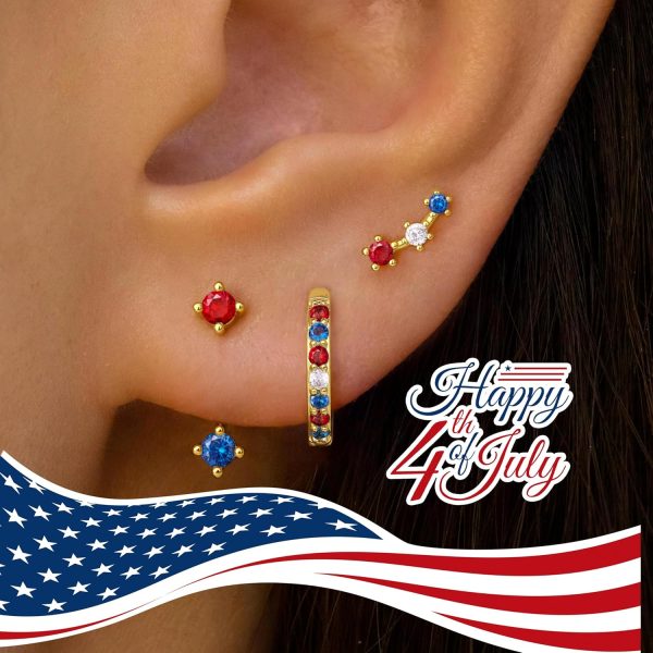 Gold Stud Earrings Set for Women, 3 Pairs Huggie Hoop Jacket Studs Earring Stacks, Hypoallergenic 925 Sterling Silver Post Dainty Birthstone Trendy Women Fashion Accessories Jewelry Gifts - Image 192