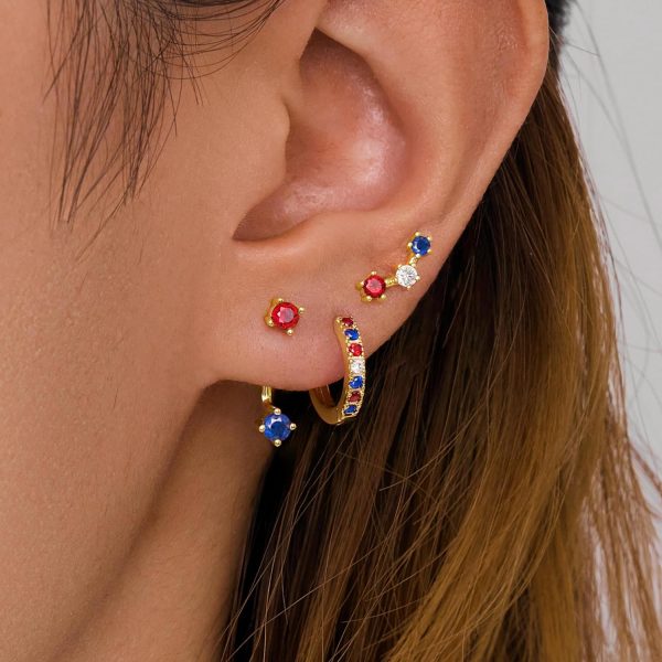 Gold Stud Earrings Set for Women, 3 Pairs Huggie Hoop Jacket Studs Earring Stacks, Hypoallergenic 925 Sterling Silver Post Dainty Birthstone Trendy Women Fashion Accessories Jewelry Gifts - Image 193