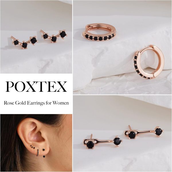 Gold Stud Earrings Set for Women, 3 Pairs Huggie Hoop Jacket Studs Earring Stacks, Hypoallergenic 925 Sterling Silver Post Dainty Birthstone Trendy Women Fashion Accessories Jewelry Gifts - Image 196