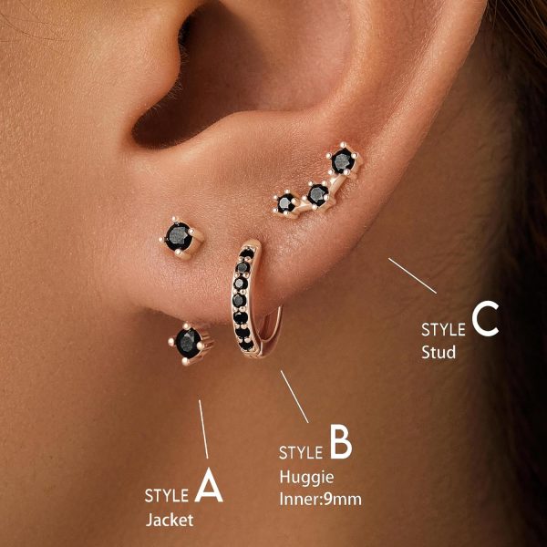 Gold Stud Earrings Set for Women, 3 Pairs Huggie Hoop Jacket Studs Earring Stacks, Hypoallergenic 925 Sterling Silver Post Dainty Birthstone Trendy Women Fashion Accessories Jewelry Gifts - Image 199