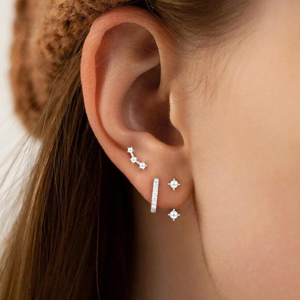 Gold Stud Earrings Set for Women, 3 Pairs Huggie Hoop Jacket Studs Earring Stacks, Hypoallergenic 925 Sterling Silver Post Dainty Birthstone Trendy Women Fashion Accessories Jewelry Gifts - Image 201