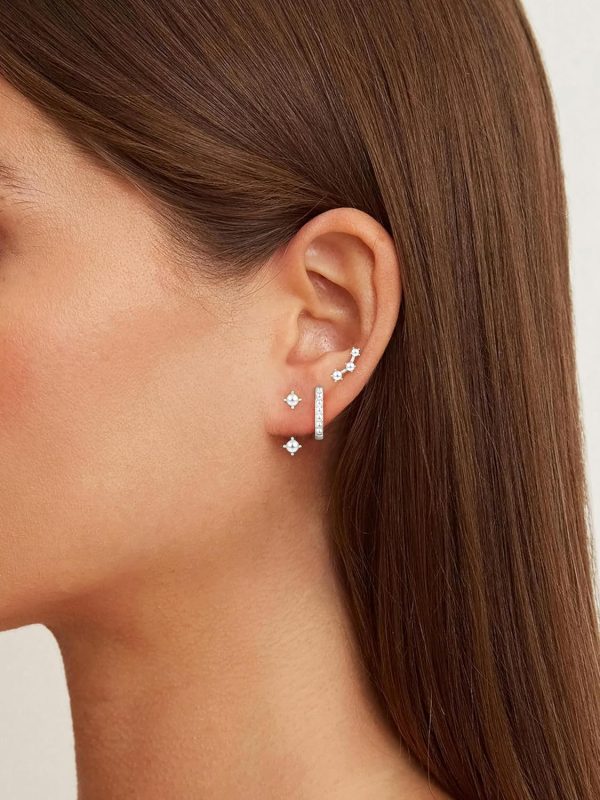 Gold Stud Earrings Set for Women, 3 Pairs Huggie Hoop Jacket Studs Earring Stacks, Hypoallergenic 925 Sterling Silver Post Dainty Birthstone Trendy Women Fashion Accessories Jewelry Gifts - Image 203