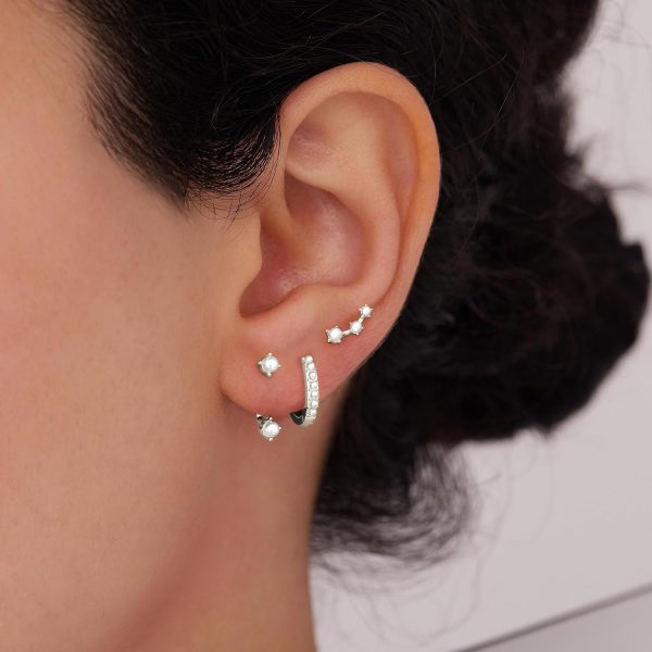 Gold Stud Earrings Set for Women, 3 Pairs Huggie Hoop Jacket Studs Earring Stacks, Hypoallergenic 925 Sterling Silver Post Dainty Birthstone Trendy Women Fashion Accessories Jewelry Gifts - Image 204
