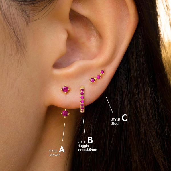 Gold Stud Earrings Set for Women, 3 Pairs Huggie Hoop Jacket Studs Earring Stacks, Hypoallergenic 925 Sterling Silver Post Dainty Birthstone Trendy Women Fashion Accessories Jewelry Gifts - Image 215