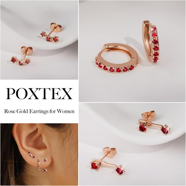 Gold Stud Earrings Set for Women, 3 Pairs Huggie Hoop Jacket Studs Earring Stacks, Hypoallergenic 925 Sterling Silver Post Dainty Birthstone Trendy Women Fashion Accessories Jewelry Gifts - Image 223