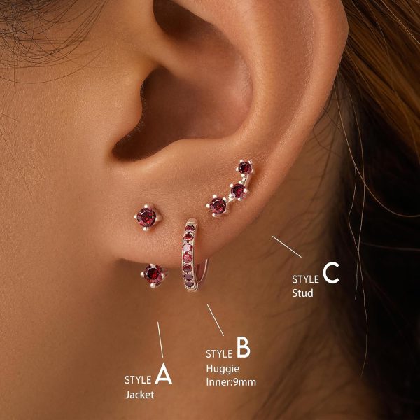 Gold Stud Earrings Set for Women, 3 Pairs Huggie Hoop Jacket Studs Earring Stacks, Hypoallergenic 925 Sterling Silver Post Dainty Birthstone Trendy Women Fashion Accessories Jewelry Gifts - Image 227