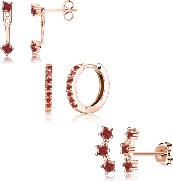 Gold Stud Earrings Set for Women, 3 Pairs Huggie Hoop Jacket Studs Earring Stacks, Hypoallergenic 925 Sterling Silver Post Dainty Birthstone Trendy Women Fashion Accessories Jewelry Gifts - Image 228